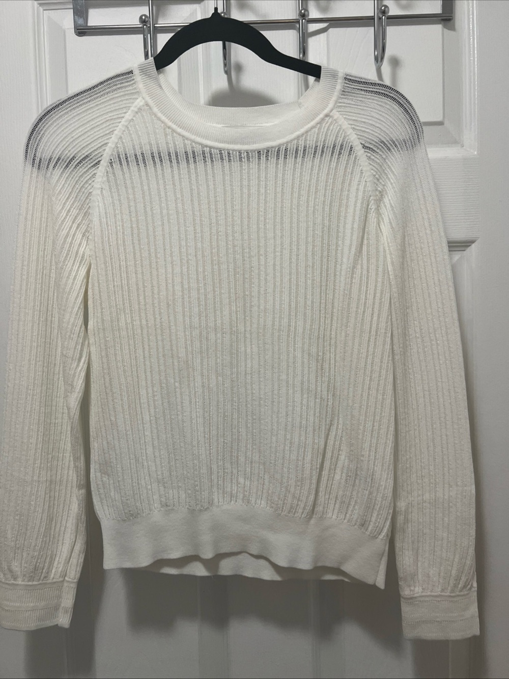 Club Monaco Ivory Ribbed Crewneck Sweater